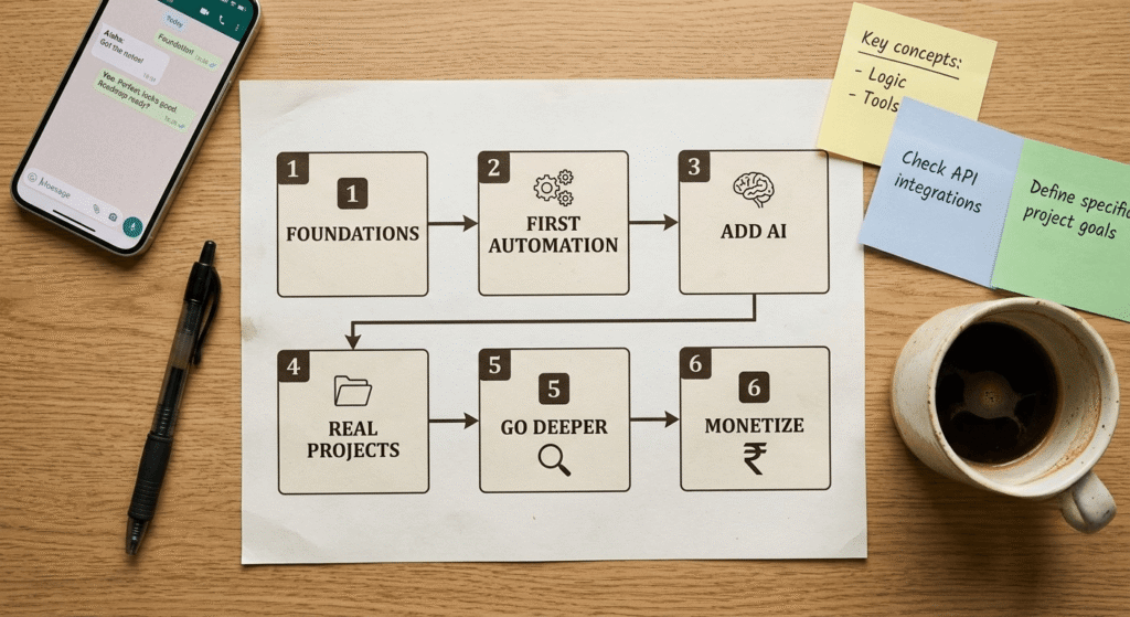 Step-by-step roadmap for how to learn AI automation for beginners in 2026