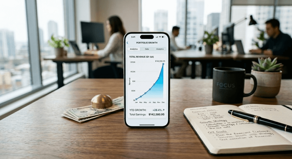 realistic AI tools income report 30 day earnings growth smartphone side hustle chart