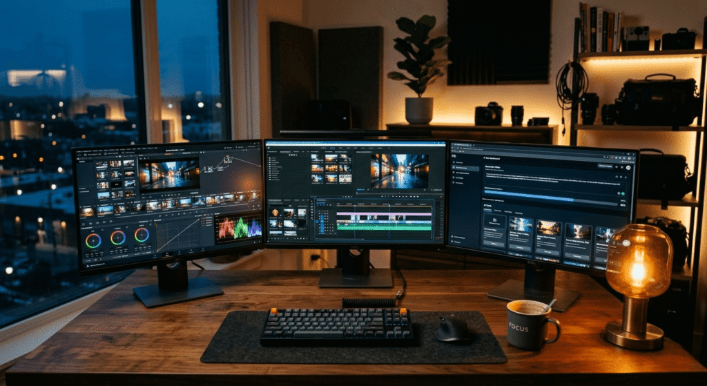 Best free AI video tools 2026 — professional video editing workstation with AI software on screen