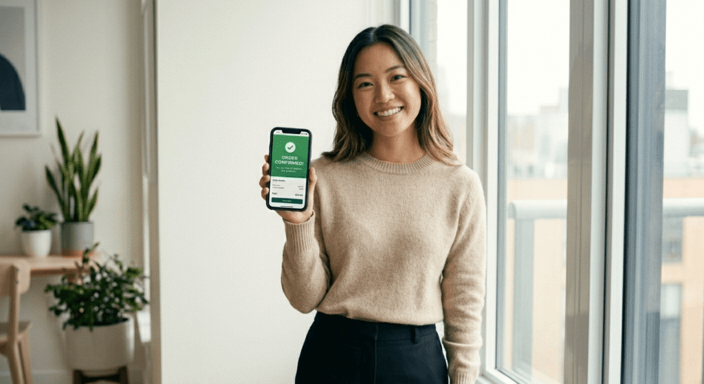 Beginner earning money with AI dropshipping store on smartphone 2026