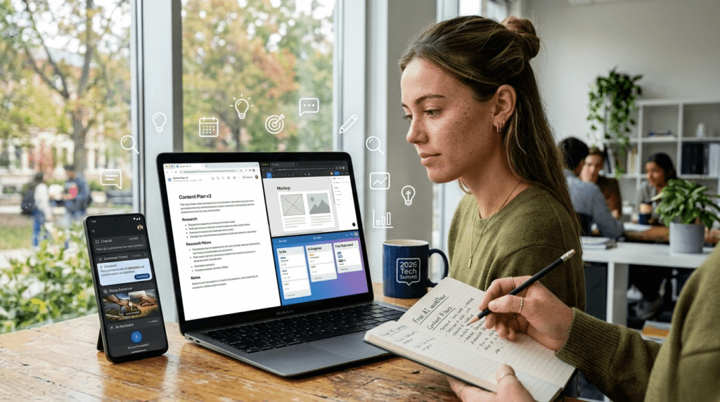 Free AI tools for beginners including writing research and design tools in 2026