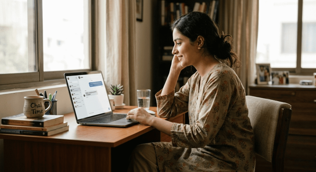 Beginner using AI freelancing tools to communicate with a client in Pakistan
