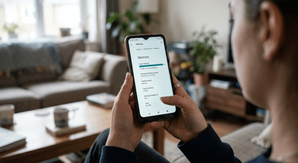 Checking phone RAM before choosing the best AI tools for 2GB RAM vs 4GB RAM phones