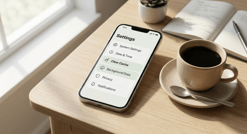 Clearing app cache to improve AI tool performance on low RAM Android phones