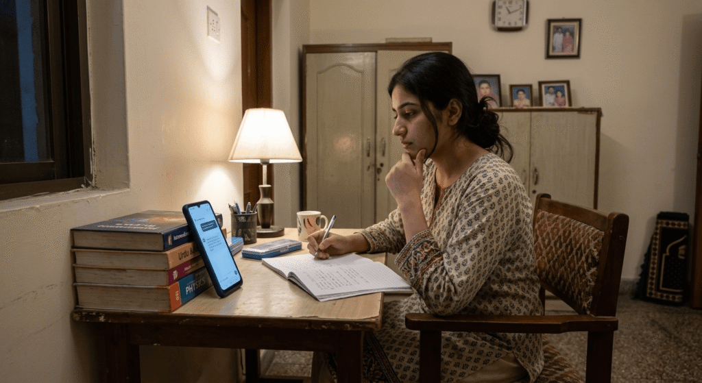 Beginner testing free AI tools on a budget Android phone for study help in Pakistan
