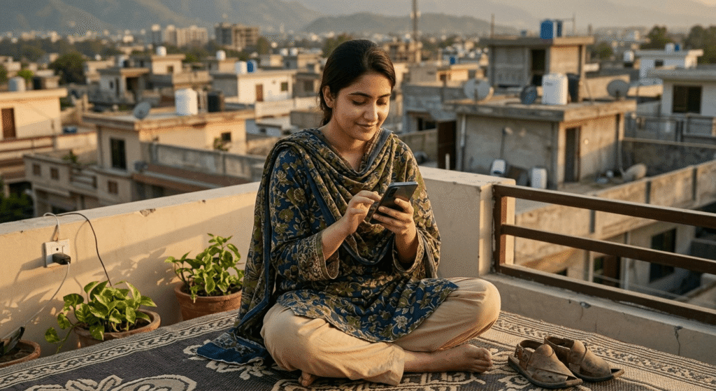 Pakistani student checking earnings from phone only AI income Pakistan students achieve in month one
