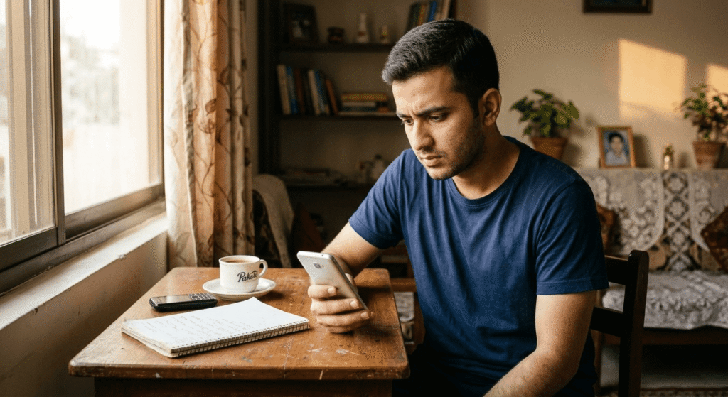 free ai tools scam checklist — man checking a suspicious ai tool signup on phone